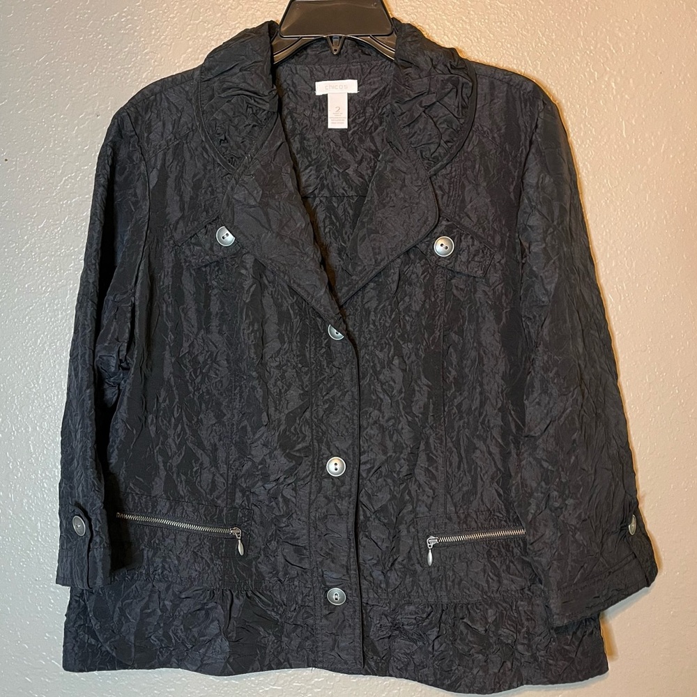 Chico’s lightweight crinkle jacket sz 2
